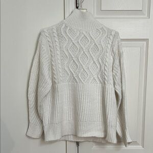 a new day White Cable Knit Turtleneck Sweater